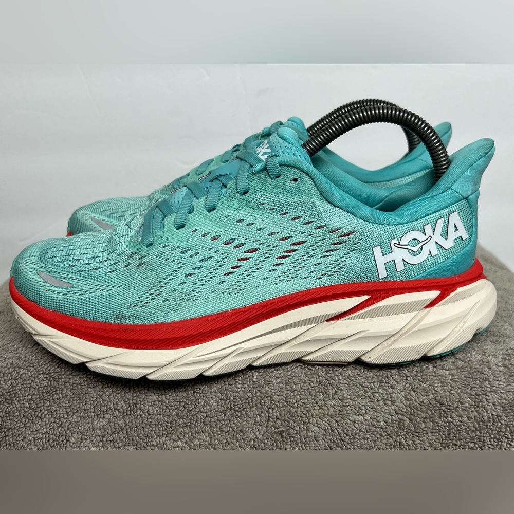 HOKA ONE ONE Clifton 8 Women’s Size 7.5 B Aquarelle/Eggshell Blue Running Shoes
